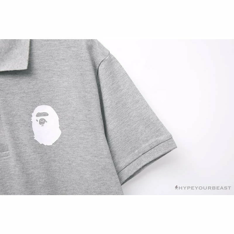 BAPE Classic Ape Head Print Versatile Polo Shirt ‘GREY’