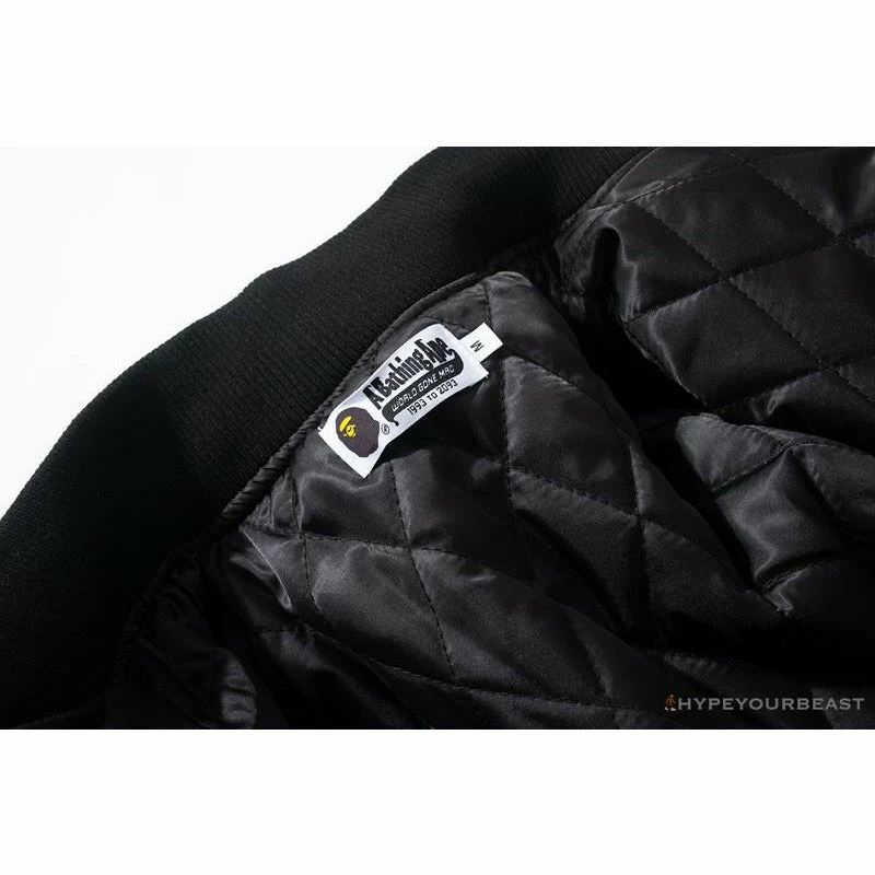 BAPE Embroidered STA Star Stitched Woolen Baseball Jacket ‘BLACK’