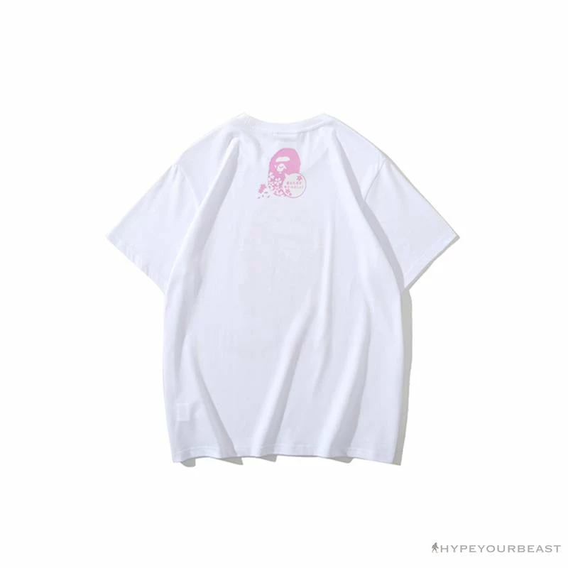 BAPE Japan Limited Edition Pink Cherry Tree Tee Shirt ‘WHITE’