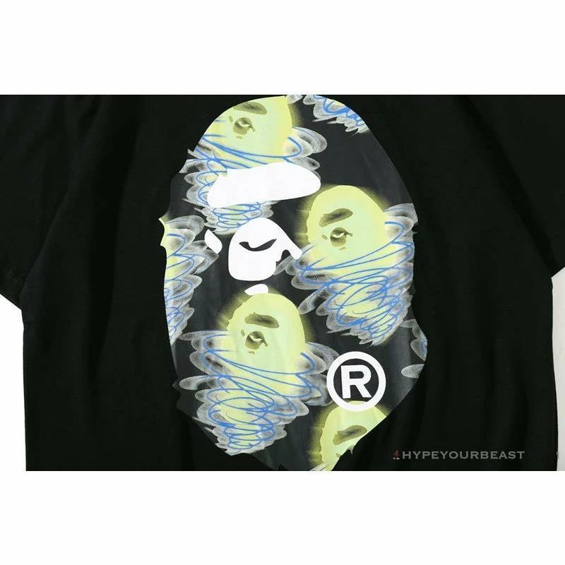 Clothes BAPE Green Ape Head Blue Storm Tee Shirt ‘BLACK’