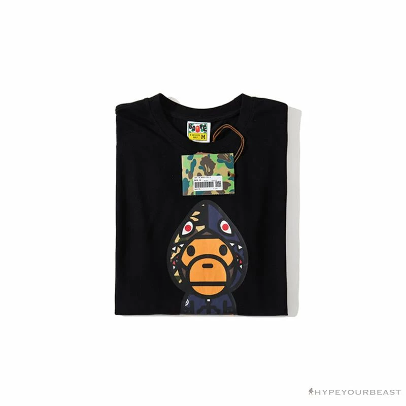 BAPE Baby Milo Blue Shark Hat Little Monkey Tee Shirt ‘BLACK’ Clothes