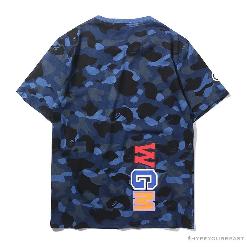 BAPE Camouflage Shark Head Classic Cotton Short Sleeve Tee Shirt ‘BLUE’ Clothes
