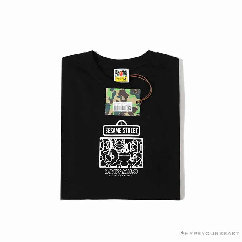 BAPE Baby Milo Sesame Street Plain Tee Shirt ‘BLACK’