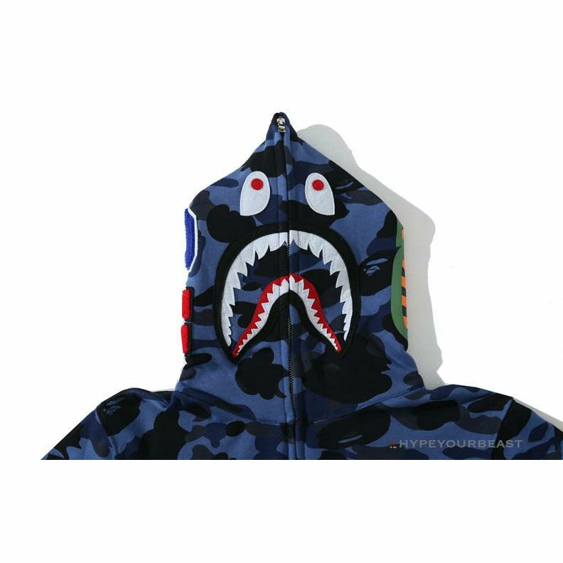 Clothes BAPE Camo Hoodie Shark Head ‘NAVY BLUE’