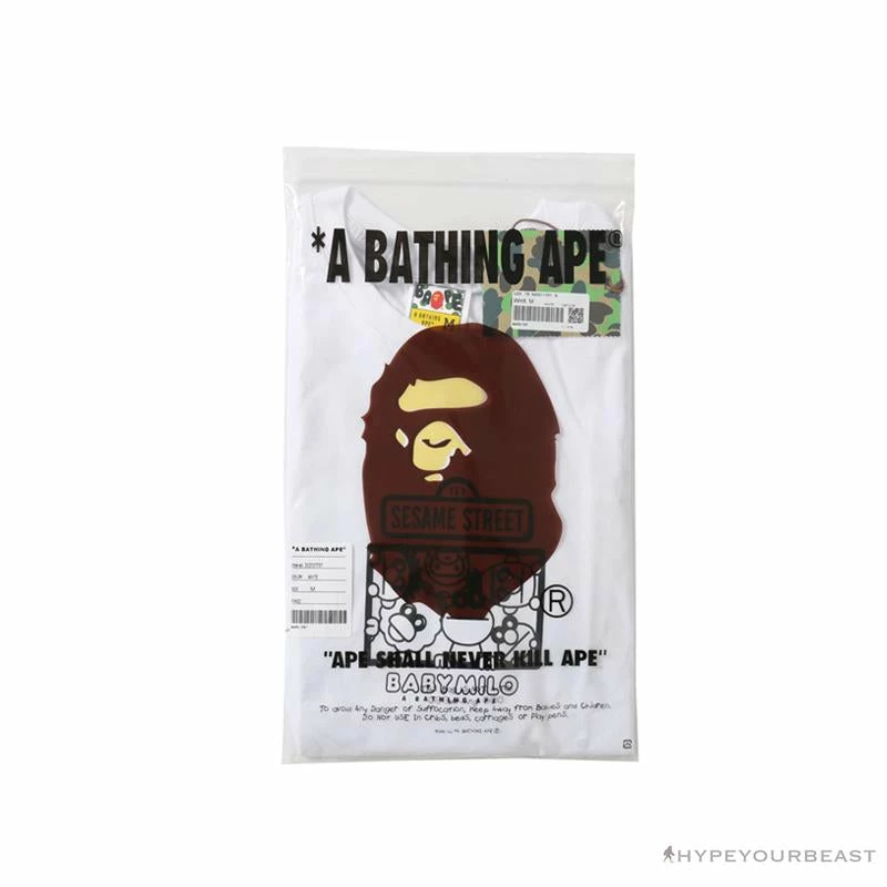 BAPE Baby Milo Sesame Street Plain Tee Shirt ‘WHITE’ Clothes