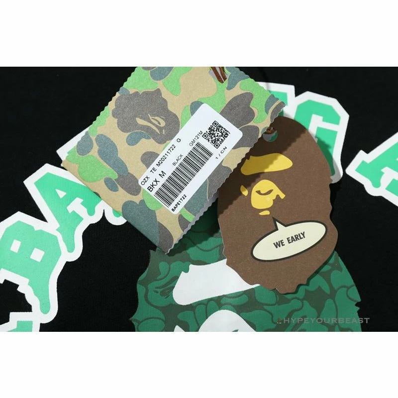 Clothes BAPE Paint Splash Green Camouflage Tee Shirt ‘BLACK’