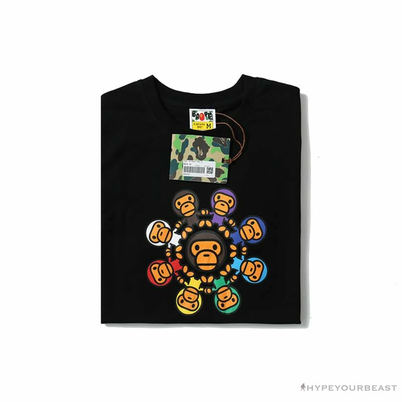 BAPE Baby Milo Ring Colorful Kaleidoscope Tee Shirt ‘BLACK’ Clothes
