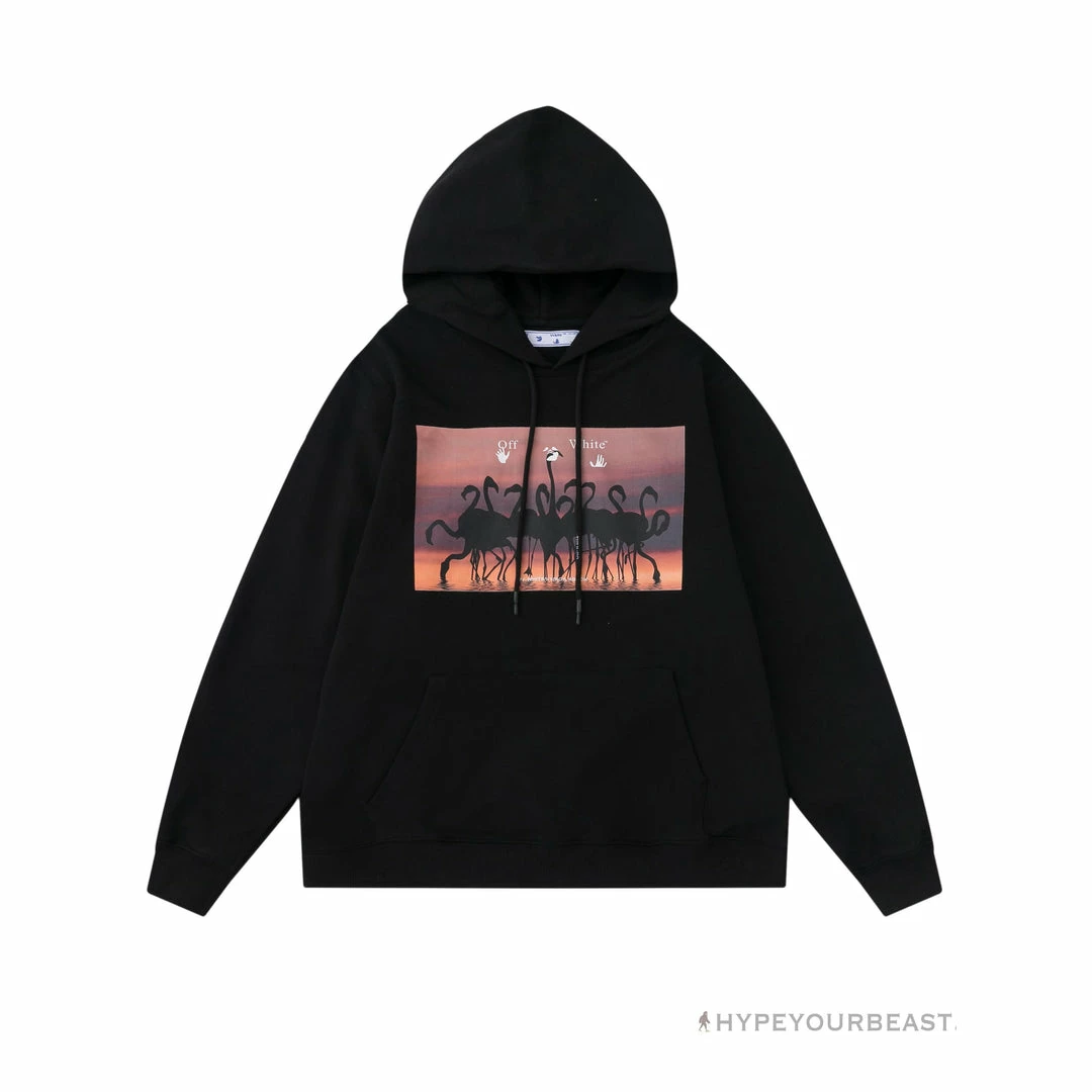 HypeYourBeast Off White Hoodie Flamingo – Black Hoodies & Jackets