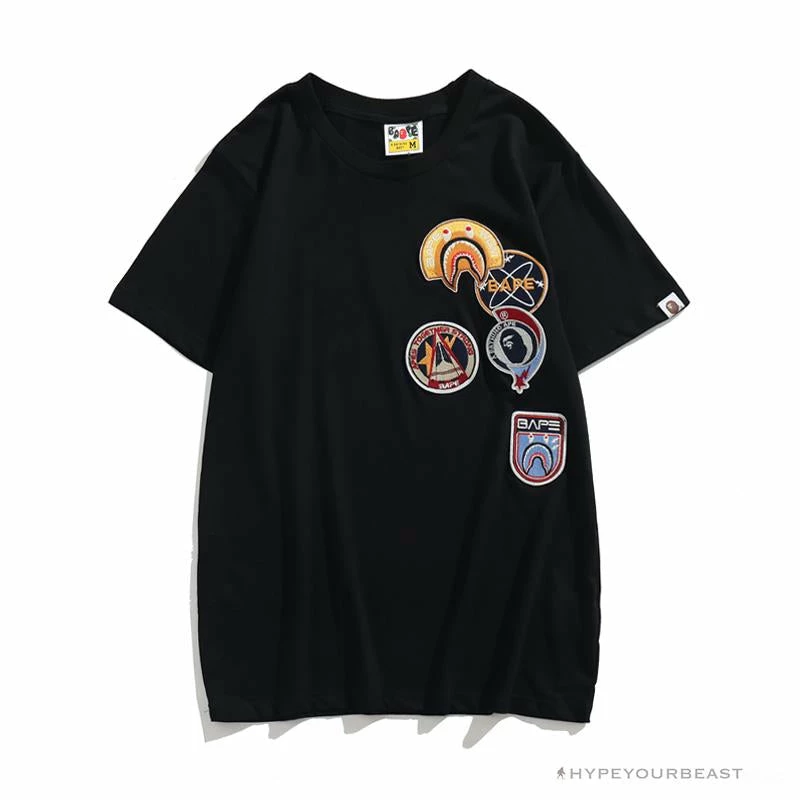 Clothes BAPE Shark Head Crazy Patch Tee Shirt