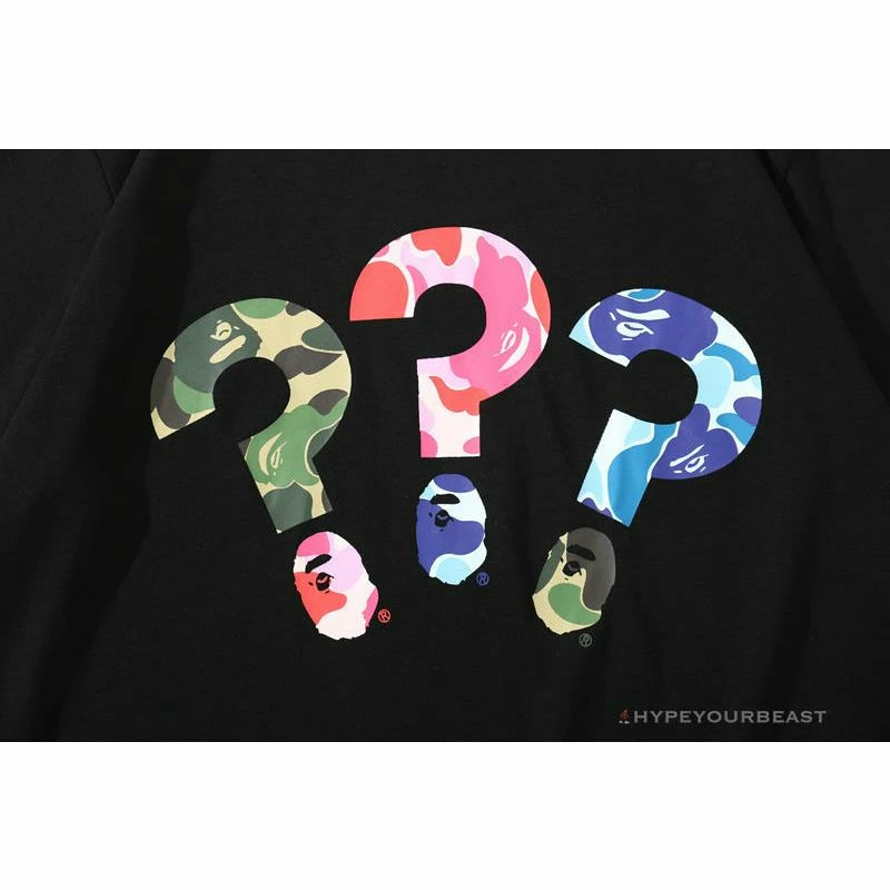 Clothes BAPE Camouflage Three-Color Question Mark Tee Shirt ‘BLACK’