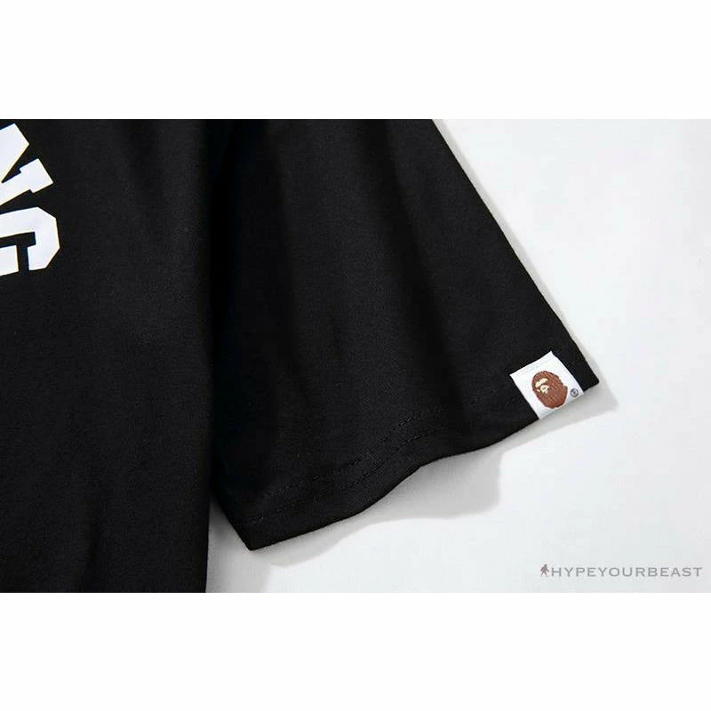 BAPE Classic Basic Ape Man Head English LOGO Tee Shirt ‘BLACK’ Clothes