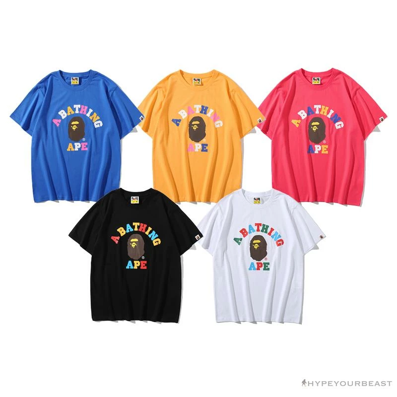 BAPE Little Ape Head Colorful Classic Tee Shirt ‘BLACK’ Clothes
