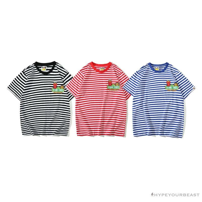 BAPE Baby Milo Sesame Street Striped Tee Shirt ‘RED’