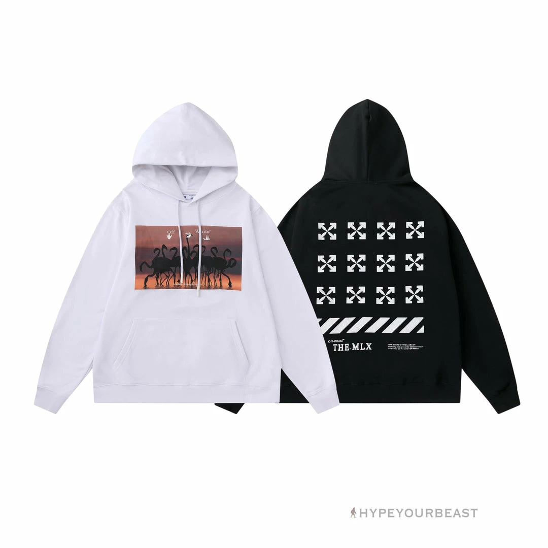 HypeYourBeast Off White Hoodie Flamingo – White Hoodies & Jackets