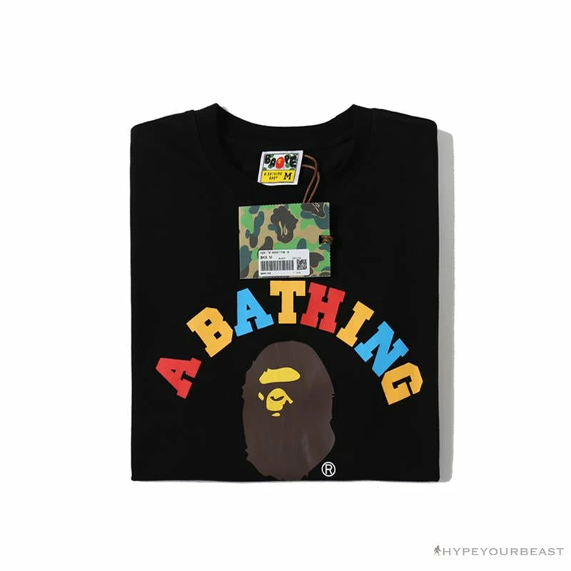 BAPE Little Ape Head Colorful Classic Tee Shirt ‘BLACK’ Clothes