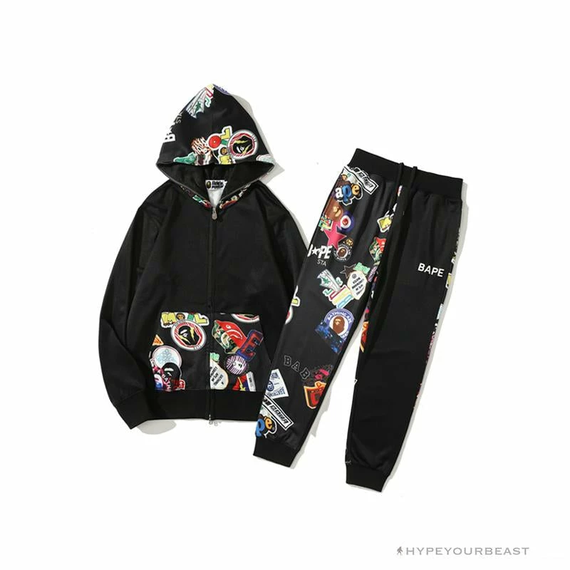 BAPE Badge LOGO Sticker Style Stitching Pants