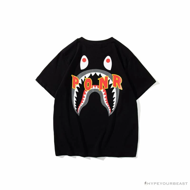 BAPE Shark Head PONR Tee Shirt ‘BLACK’ Clothes