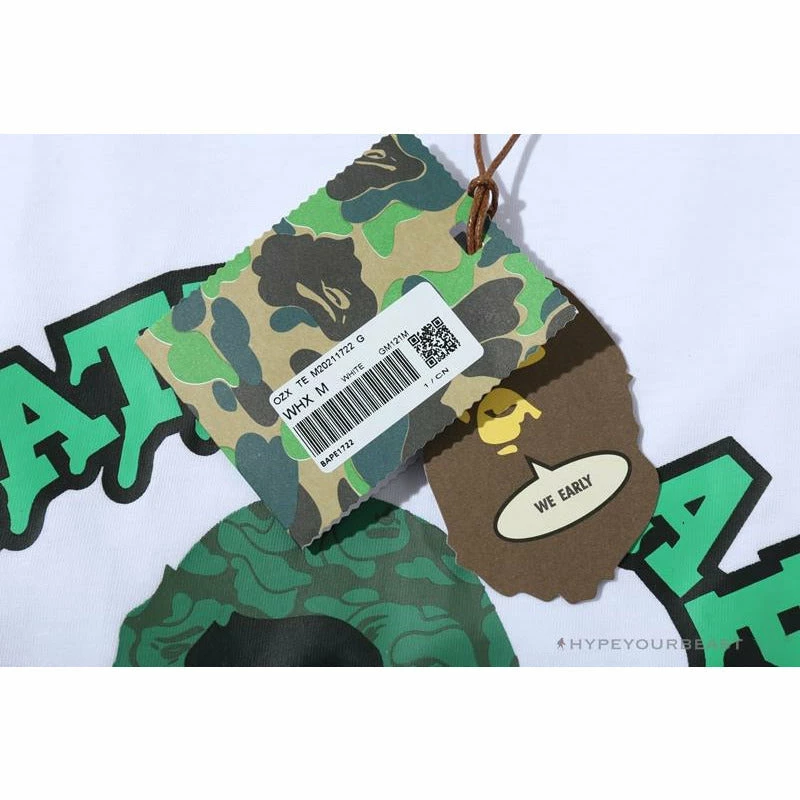 BAPE Paint Splash Green Camouflage Tee Shirt ‘WHITE’ Clothes