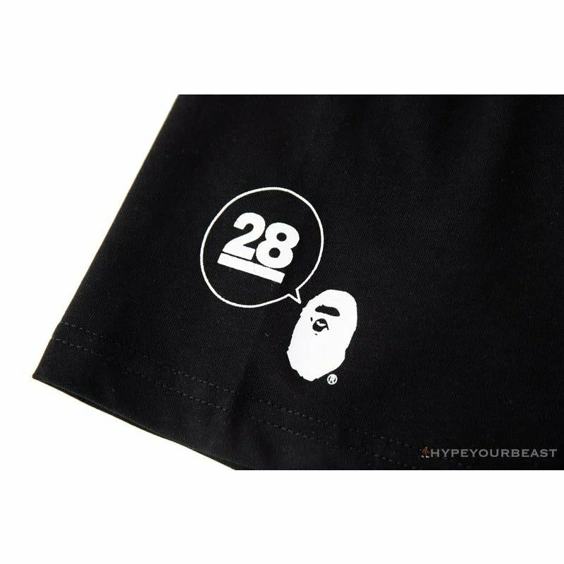 BAPE Ape Man Head 28th Anniversary Camouflage Color Block Tee Shirt ‘BLACK’ Clothes