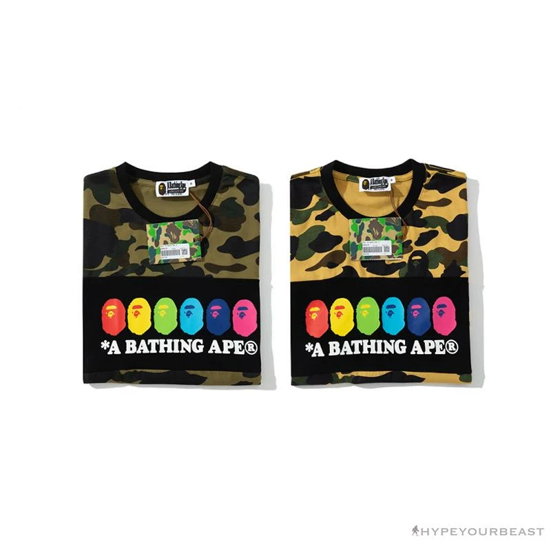 BAPE KIDS Color Ape Head Camouflage Tee Shirt ‘GREEN’ Clothes