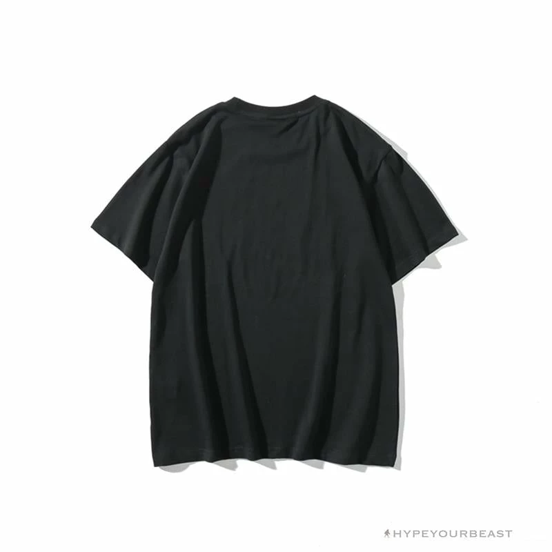 BAPE Messy Letters Upside Down Little Ape Head Tee Shirt ‘BLACK’