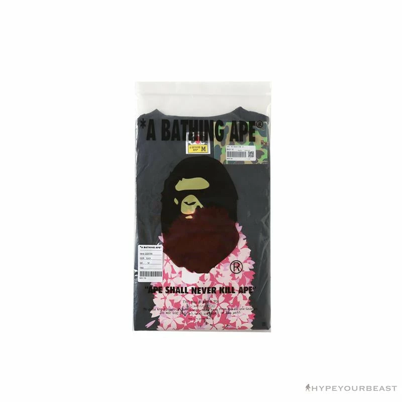 BAPE Japan Limited Edition Pink Cherry Tree Tee Shirt ‘BLACK’ Clothes