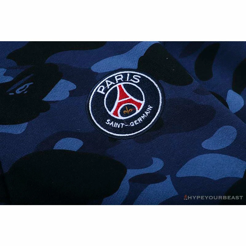 BAPE X PSG Paris Saint-Germain Camouflage Blue Hoodie Clothes