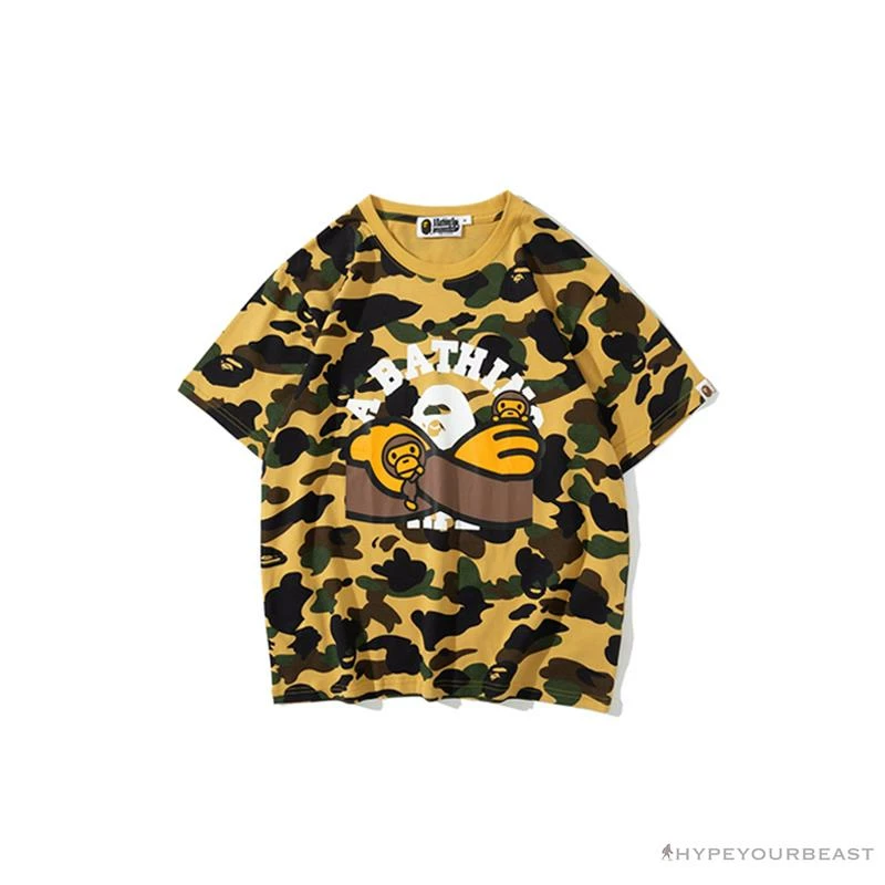 Clothes BAPE KIDS Elbow Hug Gorilla Camouflage Tee Shirt ‘YELLOW’