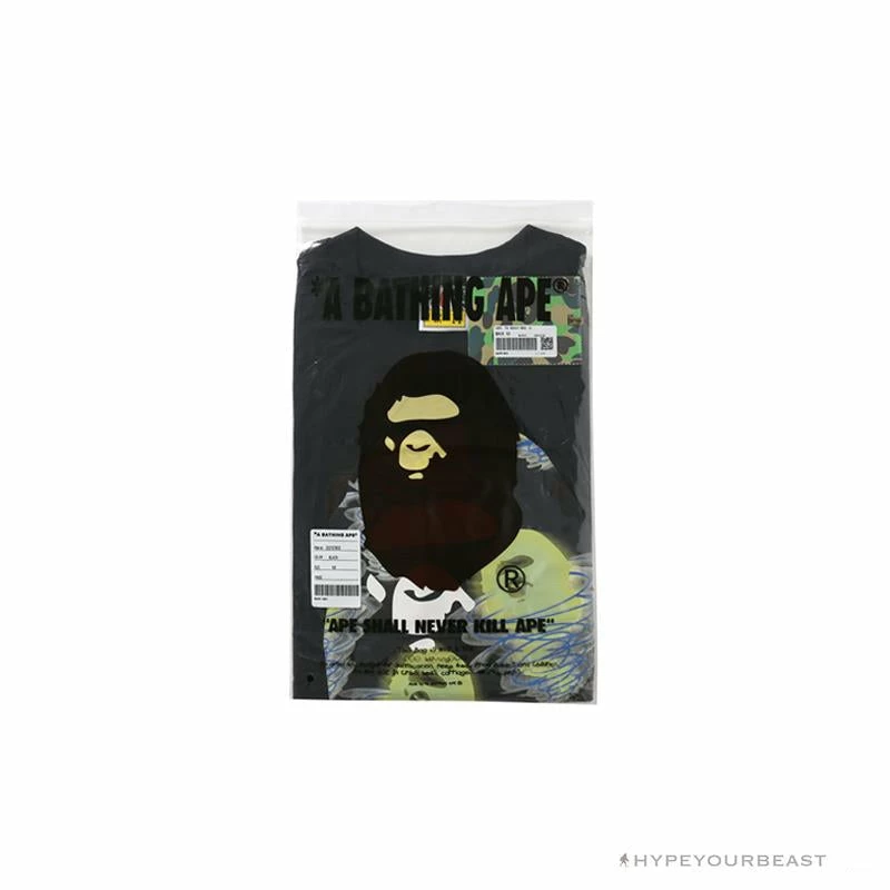Clothes BAPE Green Ape Head Blue Storm Tee Shirt ‘BLACK’