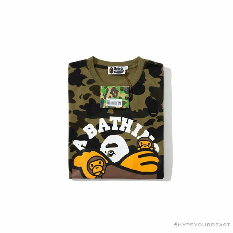 BAPE KIDS Elbow Hug Gorilla Camouflage Tee Shirt ‘GREEN’