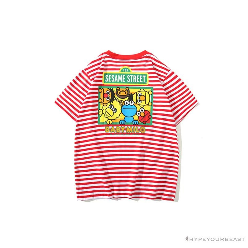 BAPE Baby Milo Sesame Street Striped Tee Shirt ‘RED’