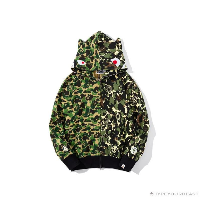 BAPE X UNKLE Camouflage Green Belt Ear Hoodie Clothes