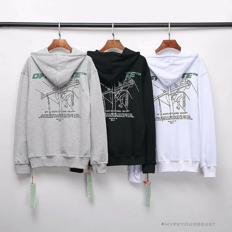 Hoodies & Jackets OFF-WHITE Hand-Painted Utility Pole Worker Hoodie ‘BLACK’