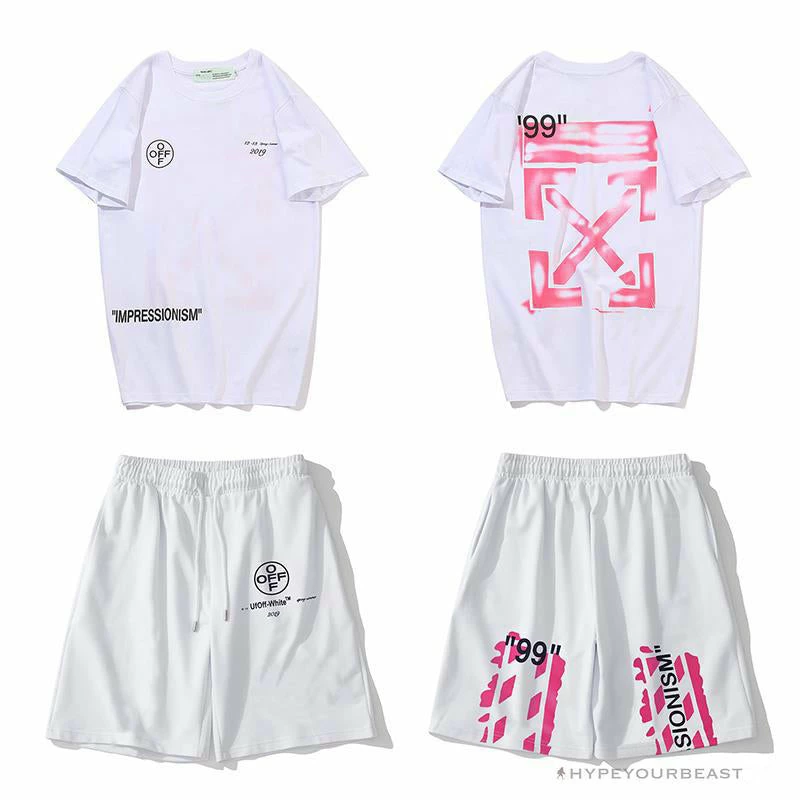 OFF-WHITE 99 X Pink Arrow Shorts ‘WHITE’ Pants