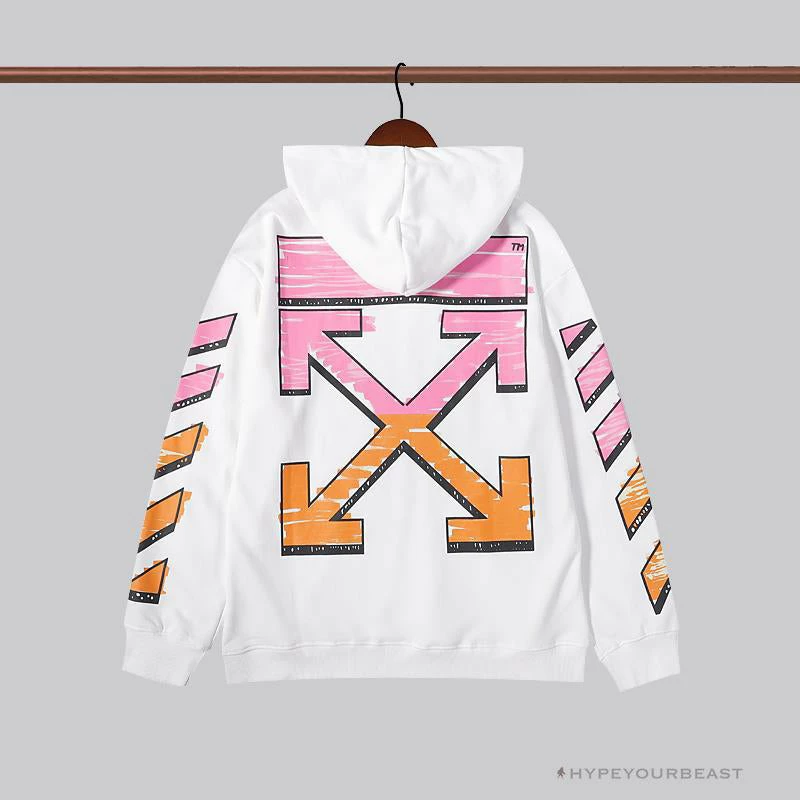 Hoodies & Jackets OFF-WHITE Pink Orange Arrow Hoodie ‘WHITE’