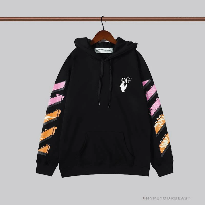 OFF-WHITE Pink Orange Arrow Hoodie ‘BLACK’ Hoodies & Jackets