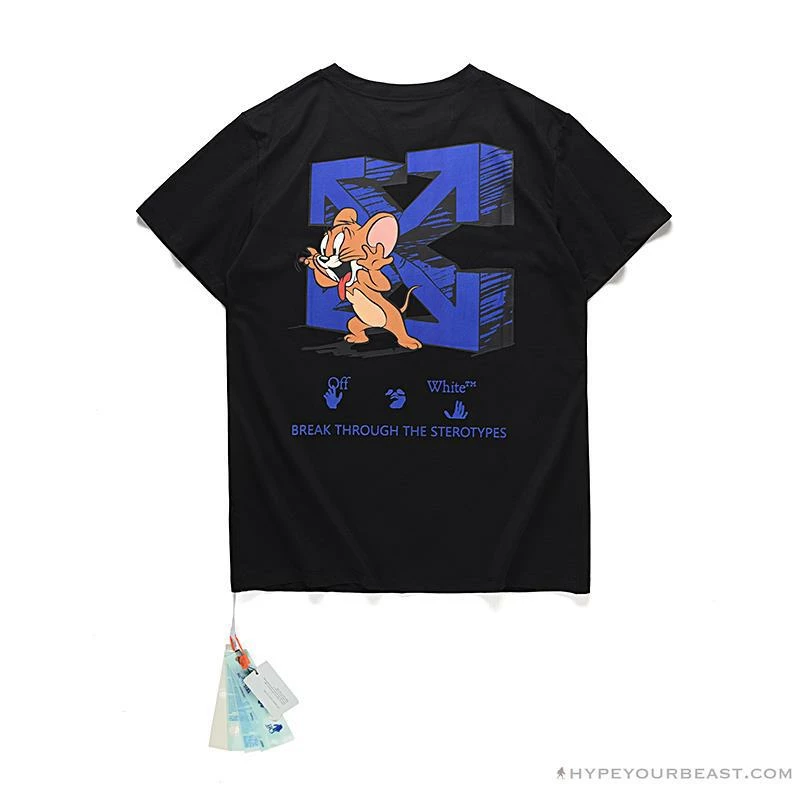 T-Shirts OFF-WHITE Classic Animated Tom And Jerry Arrow Tee Shirt ‘BLACK’