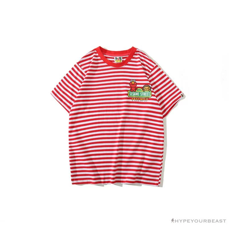BAPE Baby Milo Sesame Street Striped Tee Shirt ‘RED’