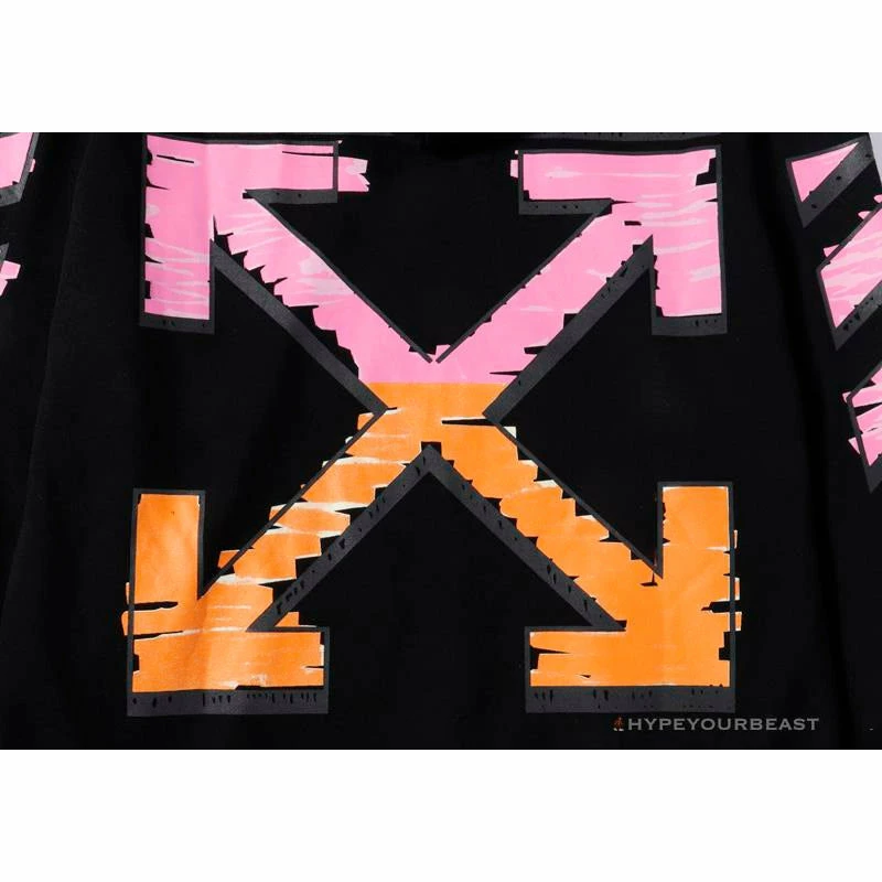 OFF-WHITE Pink Orange Arrow Hoodie ‘BLACK’ Hoodies & Jackets