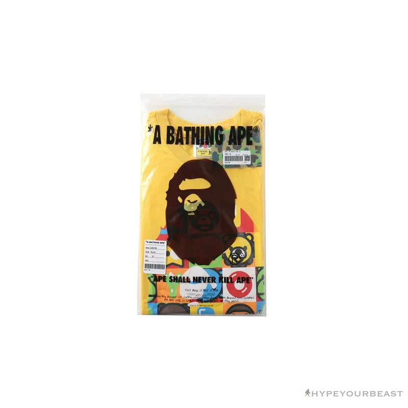 BAPE Baby Milo Color Square Ape Head Tee Shirt ‘YELLOW’ Clothes