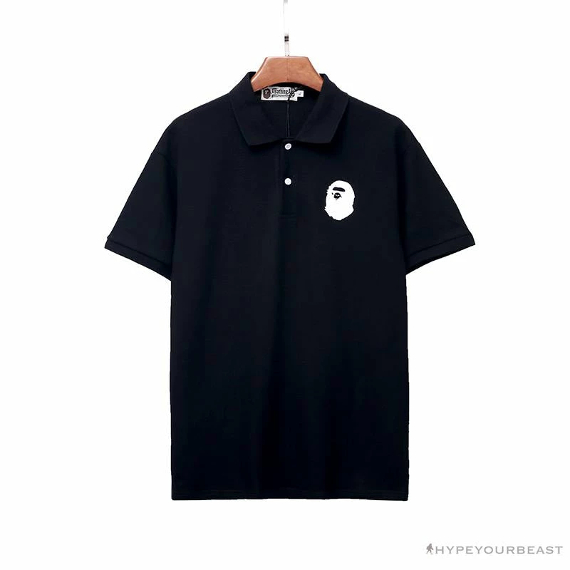 Clothes BAPE Classic Ape Head Print Versatile Polo Shirt ‘BLACK’