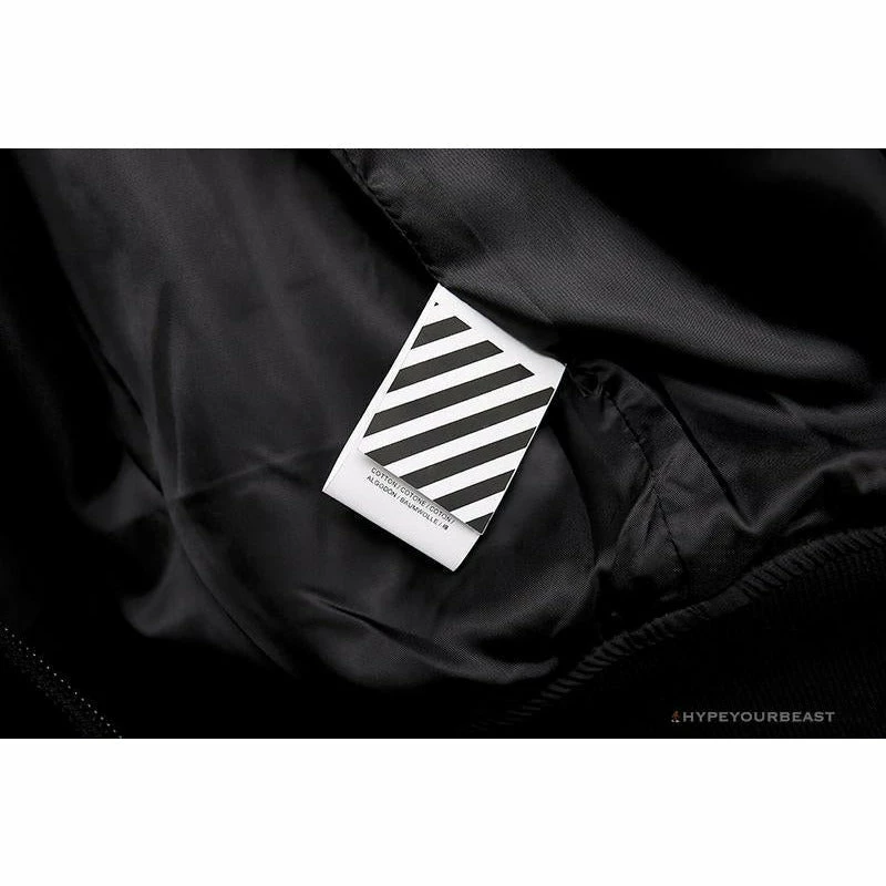 OFF-WHITE 20FW New Logo Hooded Leather Jacket Black Hoodies & Jackets