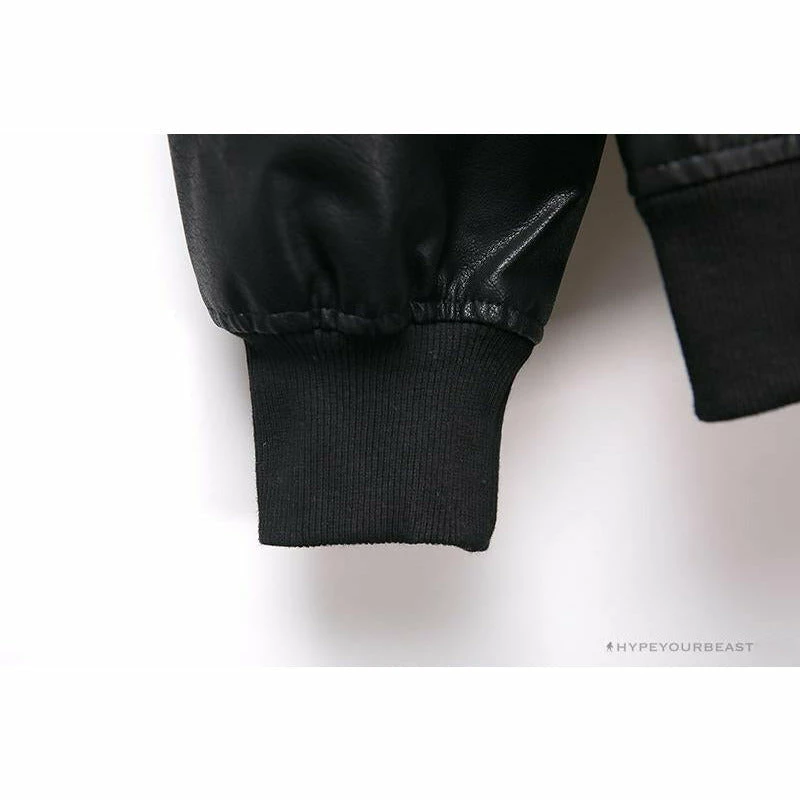 OFF-WHITE 20FW New Logo Hooded Leather Jacket Black Hoodies & Jackets