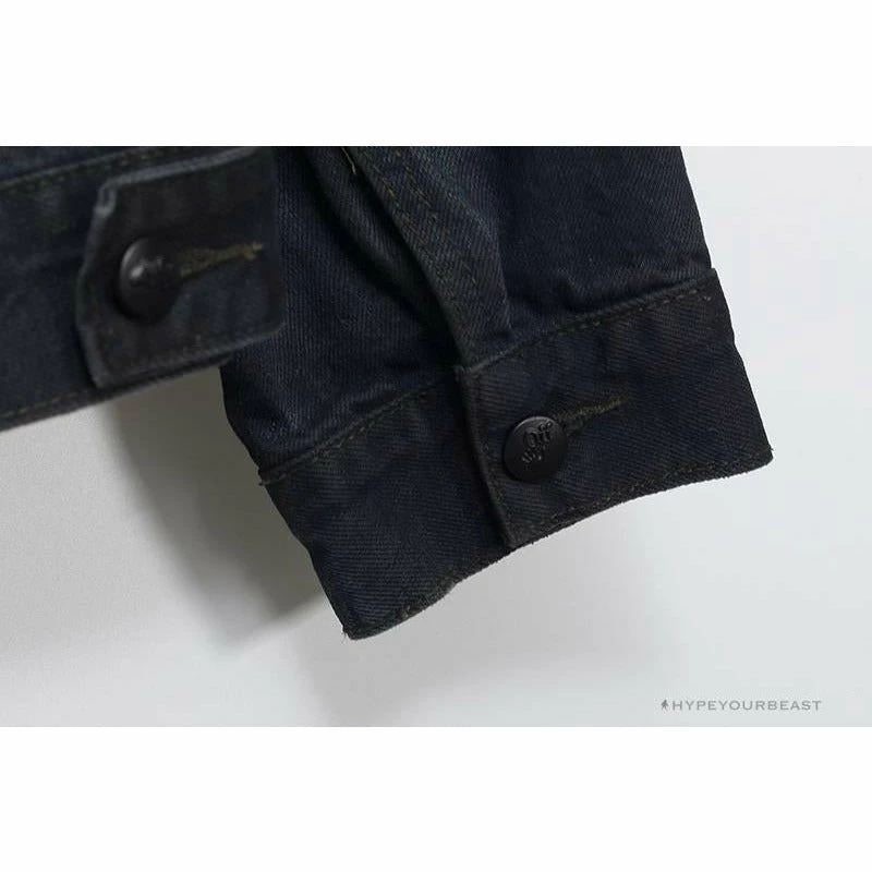 OFF-WHITE Autumn And Winter New ️Back Blue Arrow Wash Denim Jacket Hoodies & Jackets