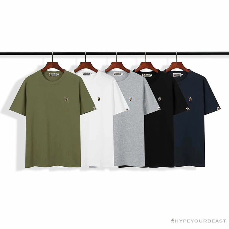 BAPE Classic Embroidered Logo Ape Head Tee Shirt ‘GREY’
