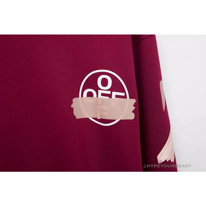 OFF-WHITE Rubber Strip Arrow Hoodie ‘WINE RED’