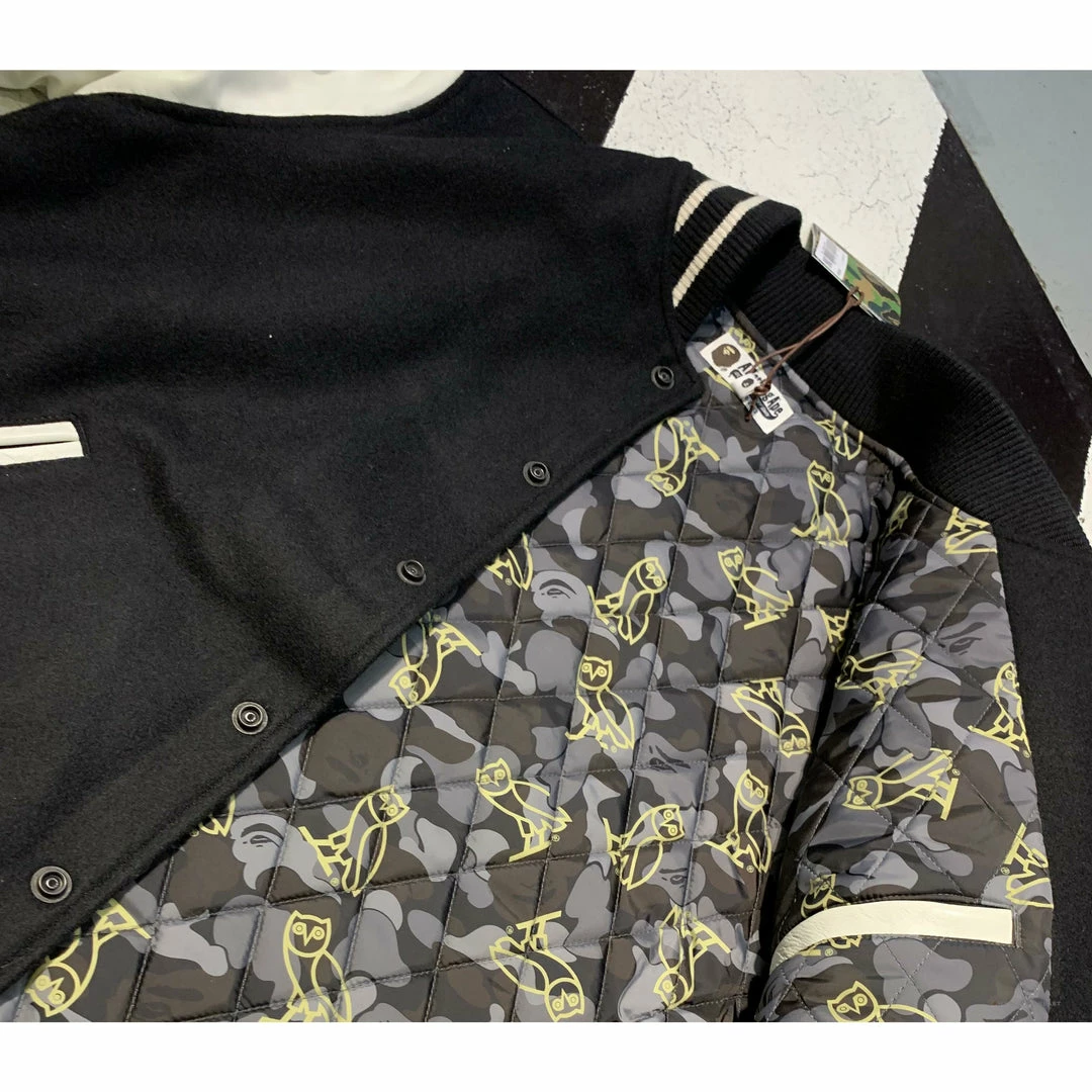 BAPE OVO Patchwork Baseball Owl Jacket Clothes