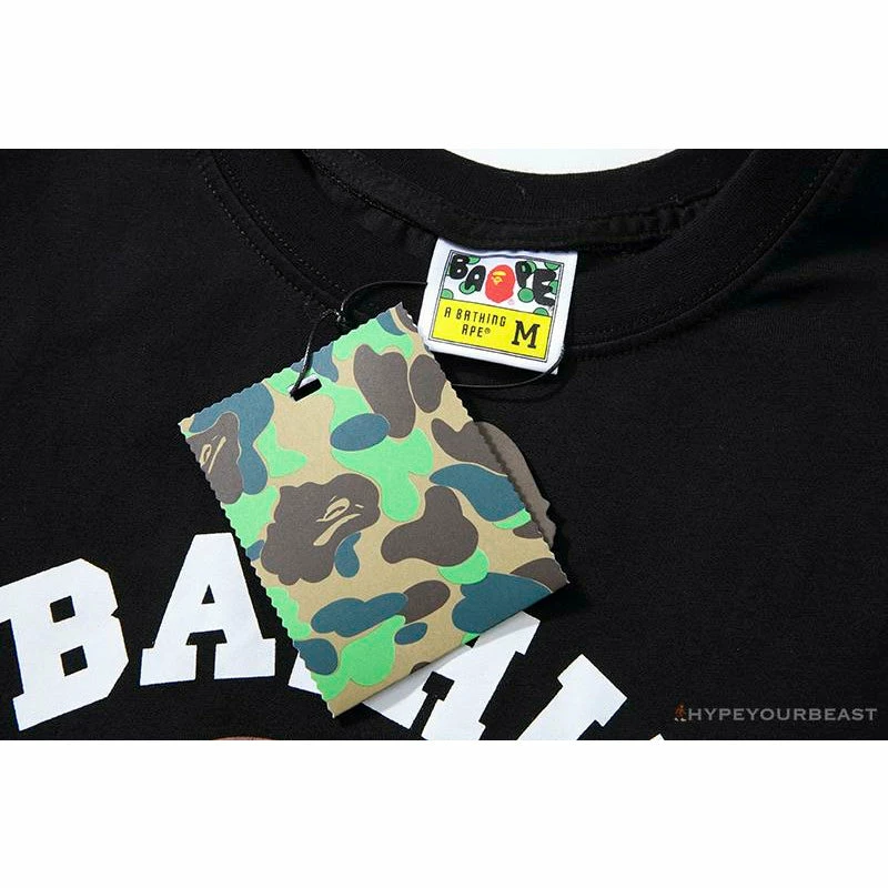 BAPE Classic Basic Ape Man Head English LOGO Tee Shirt ‘BLACK’ Clothes