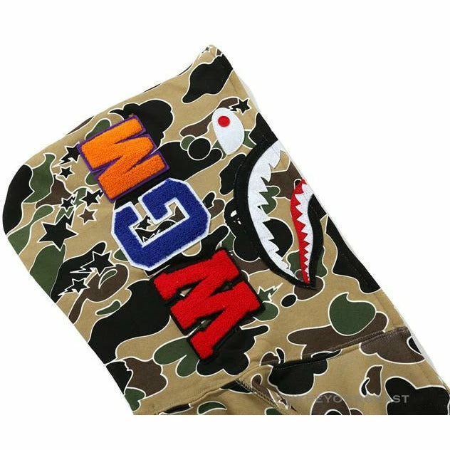 BAPE Shark Head STA Star Camouflage Hoodie ‘YELLOW’ Clothes