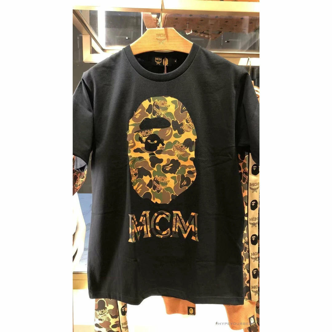 BAPE X MCM Camouflage Ape Head Tee Shirt ‘BLACK’
